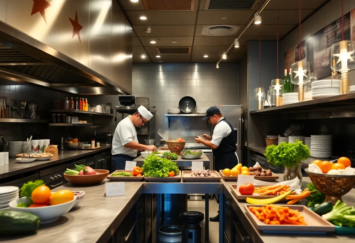 Chefs cooking in a Tampa restaurant kitchen