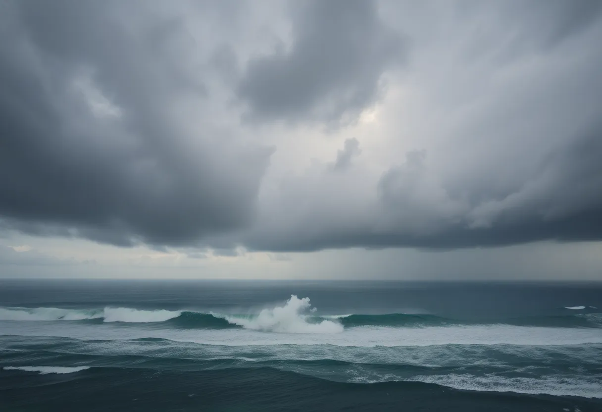 Stormy Florida Coastline During Tropical Storm Gabrielle