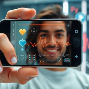 User monitoring health with a mobile app interface through a selfie