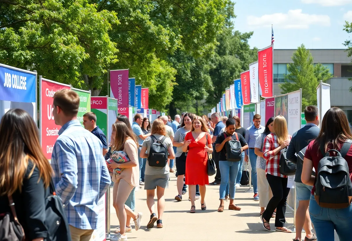 Students and employers at a Hillsborough College job fair