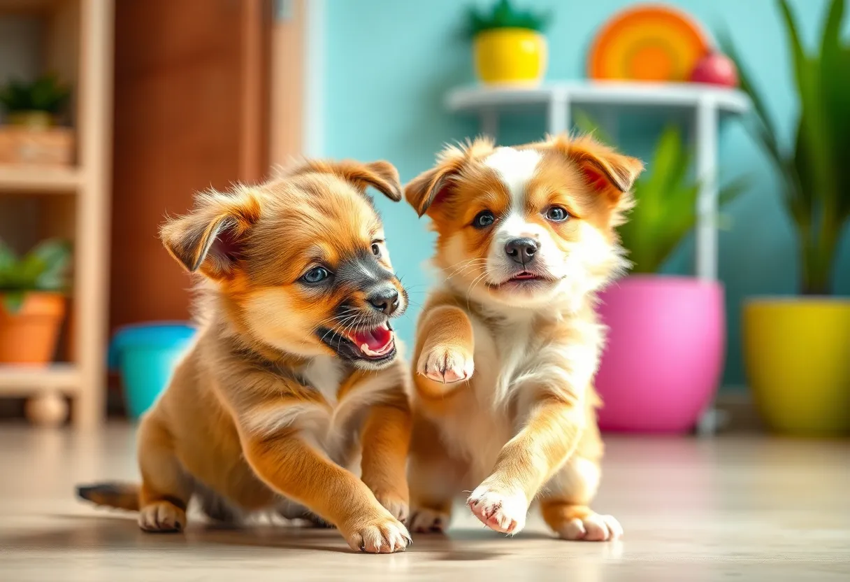 Hope and Spirit, two healthy Pointer-Hound mixes, enjoying playtime in a park.
