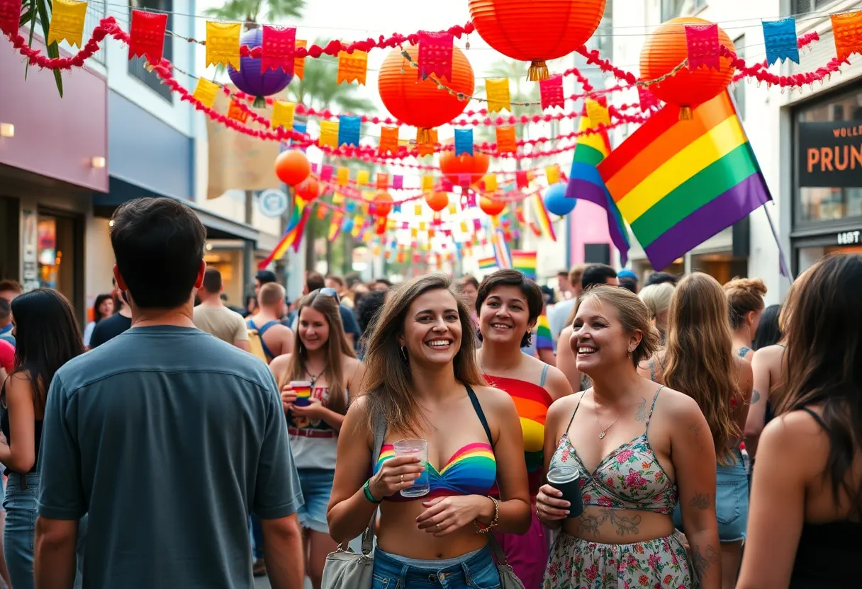 A colorful pride event in Central Florida showcasing diverse people celebrating together.