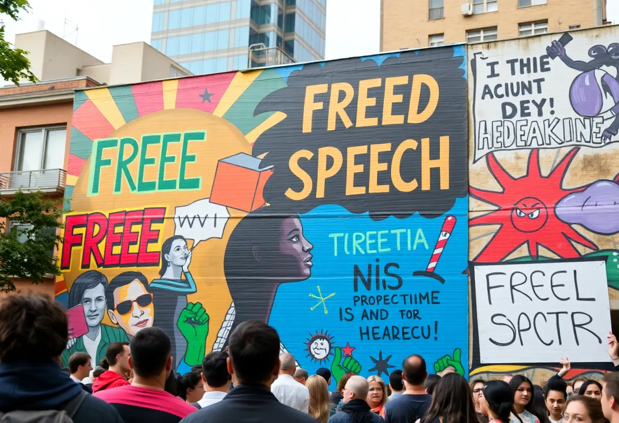 Mural honoring free speech