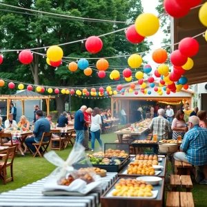 Community gathering at New Horizons Group Homes anniversary barbecue