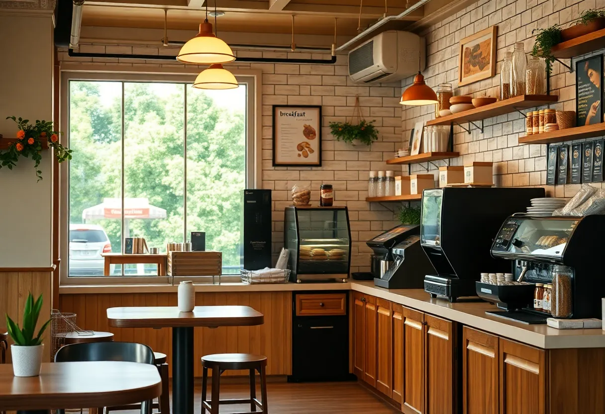 Interior of Riverview Village Inn with dining area and retail section