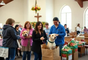 Families and pets at St. Clement's Episcopal Church event