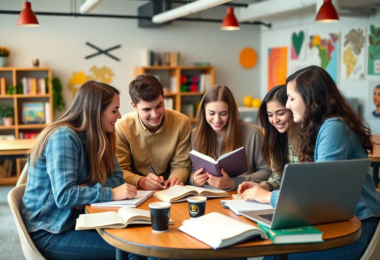 College students engaged in study session to combat senioritis