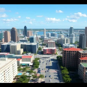 Aerial view of Tampa Bay highlighting various community developments and growth initiatives.