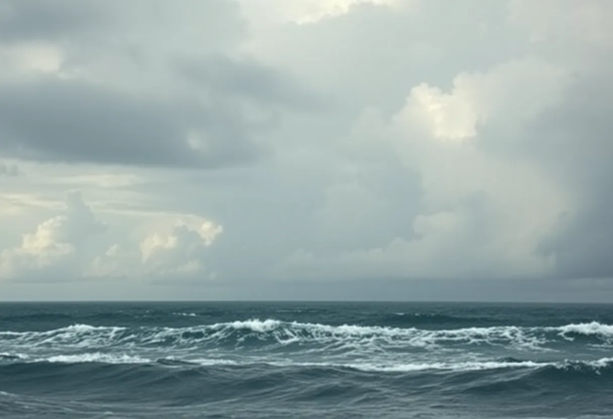 Image of tropical weather wave forming over the ocean