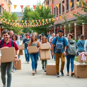 Students assisting during USF Bull Haul program move-in day