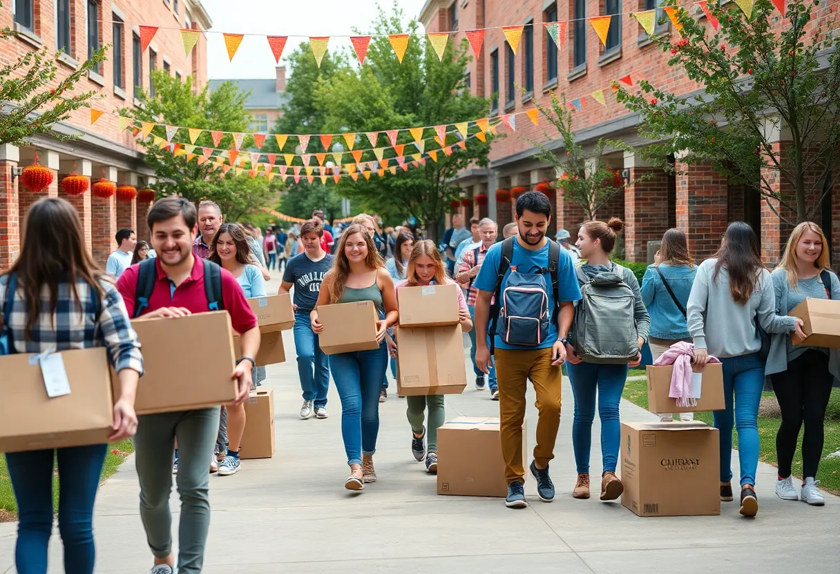Students assisting during USF Bull Haul program move-in day