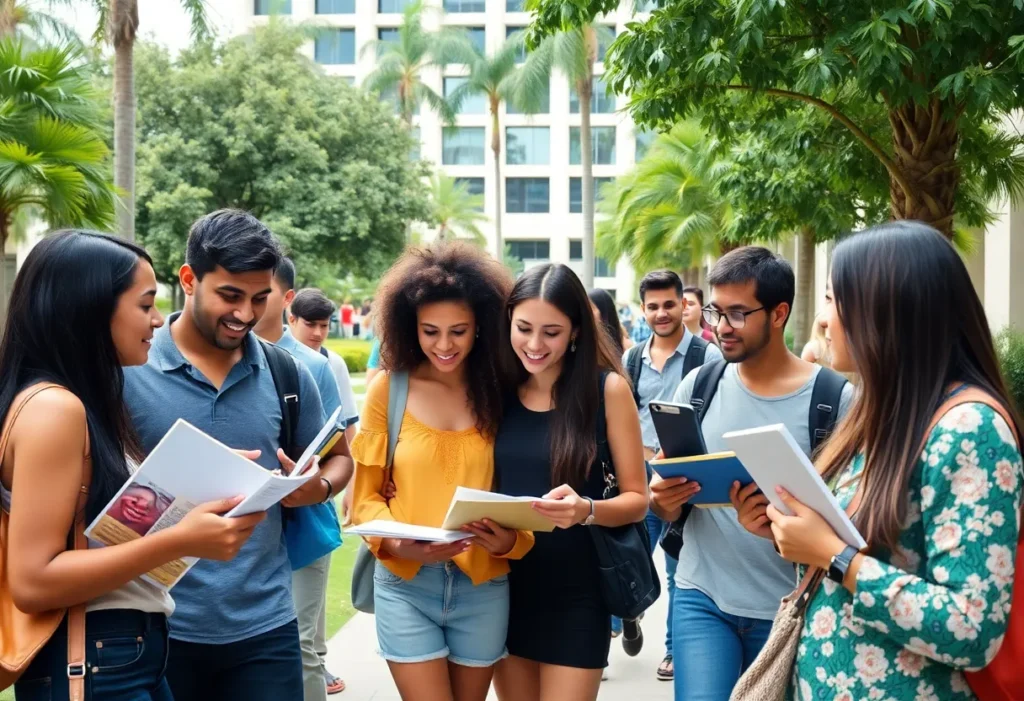 Students studying at the University of South Florida campus