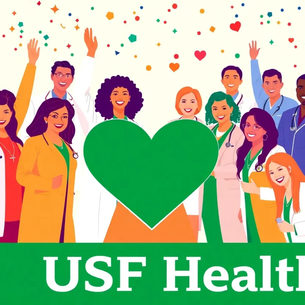 Gathering celebrating USF Health's achievements in healthcare education.