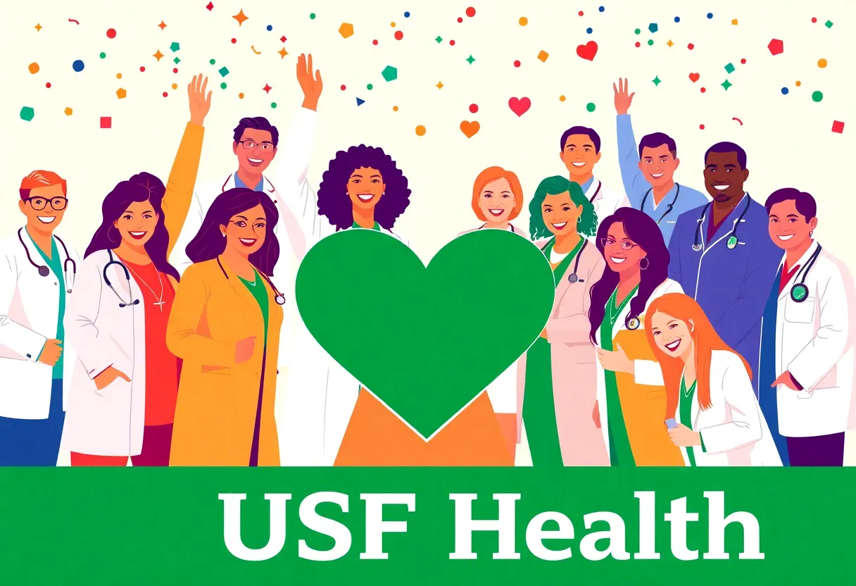 Gathering celebrating USF Health's achievements in healthcare education.