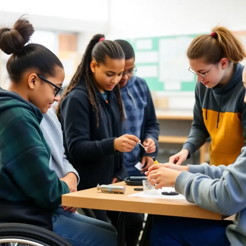 Students with disabilities participating in vocational training