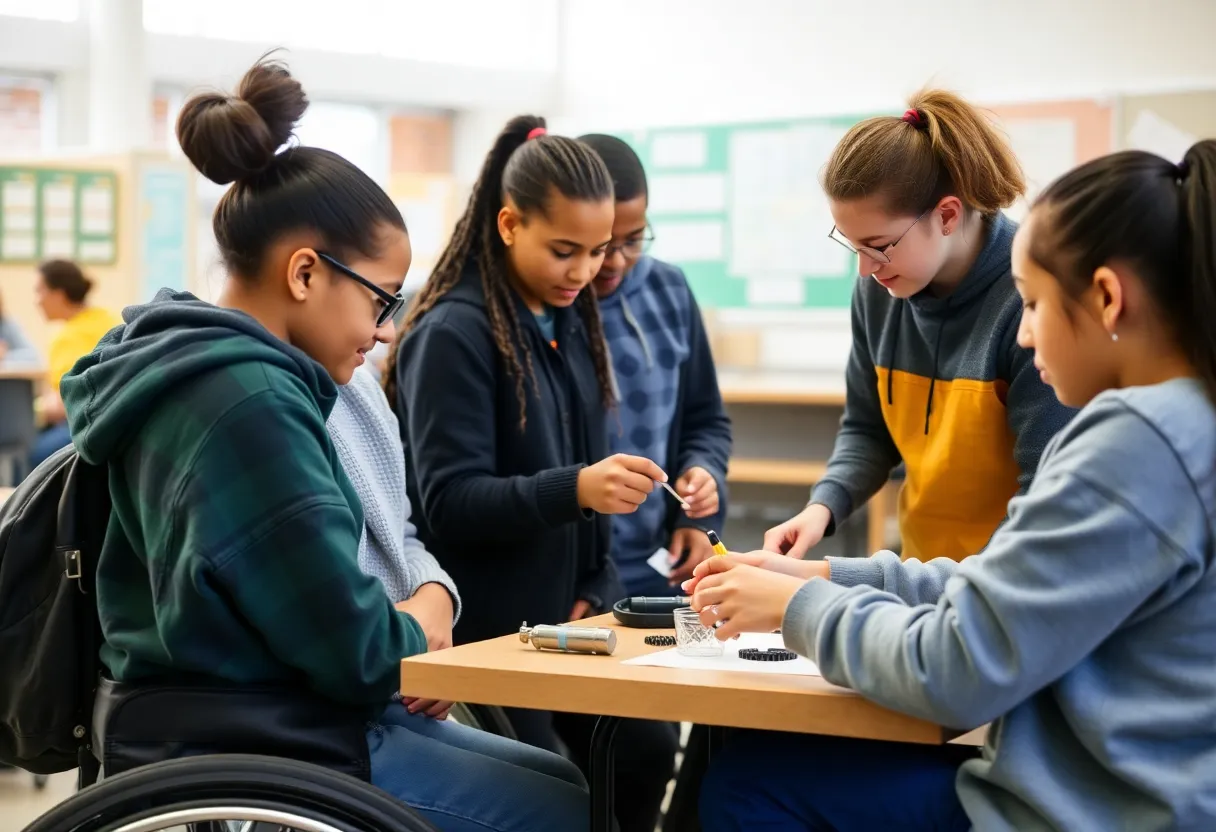 Students with disabilities participating in vocational training