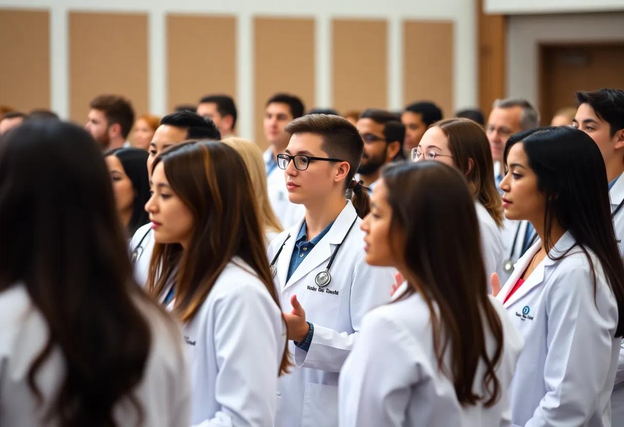 Medical students pledging their commitment during the ceremony at USF Health