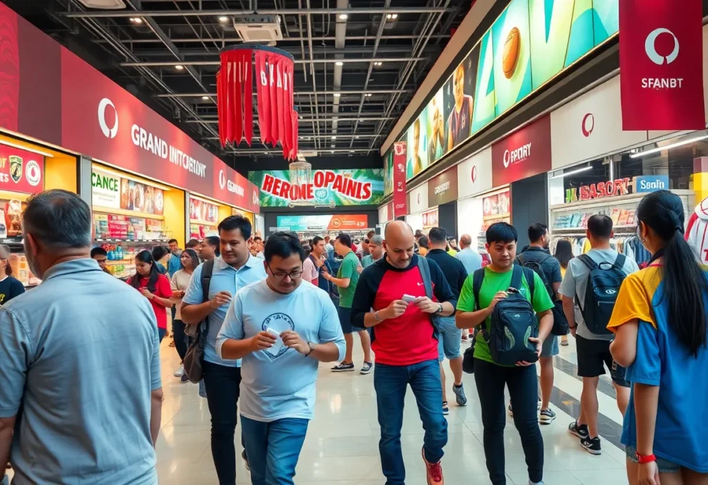 Grand opening of Dick's House of Sport with shoppers participating in activities.