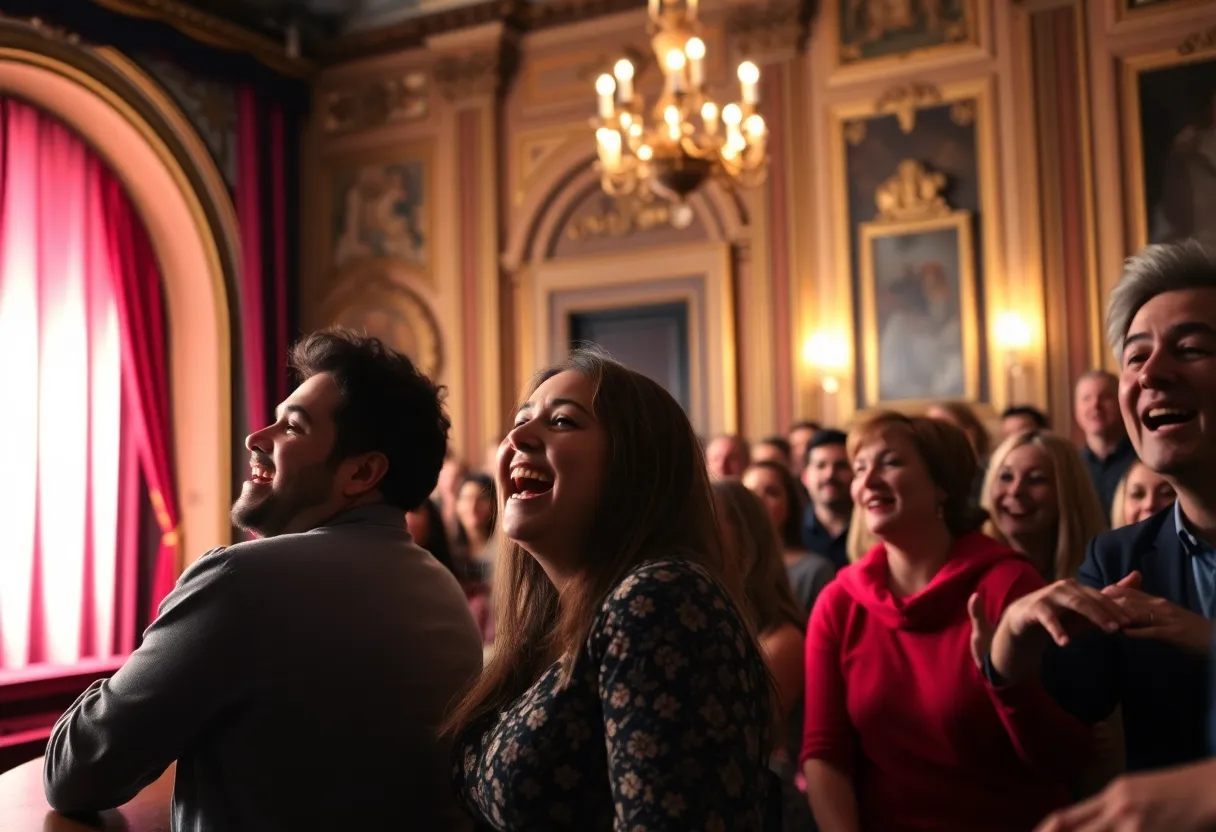 Audience enjoying a comedy performance at a theater