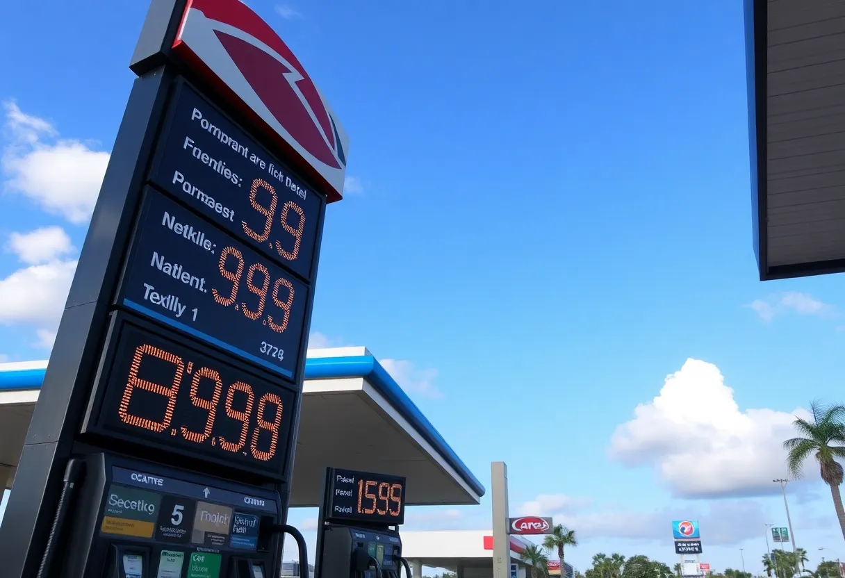 Gas prices displayed at a Florida gas station