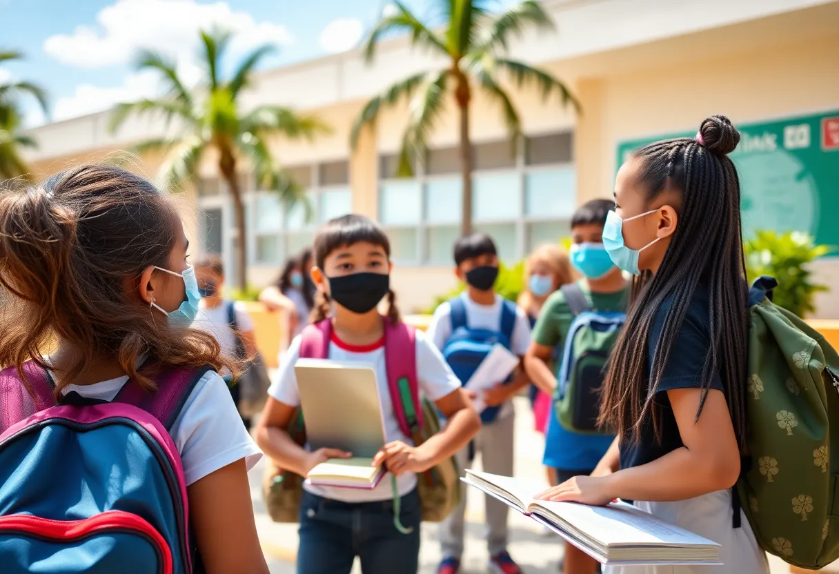 Students in a Florida school discussing vaccination policies