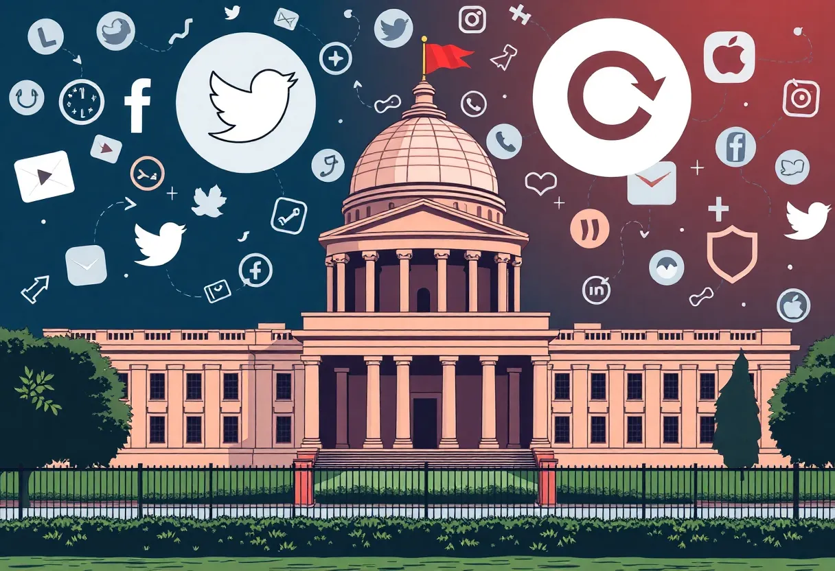 Government Building with Social Media Icons