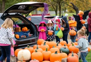 Families enjoying Halloween trunk-or-treat events in Tampa Bay