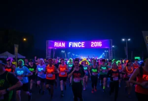 Participants at the Hawk Run with glow accessories