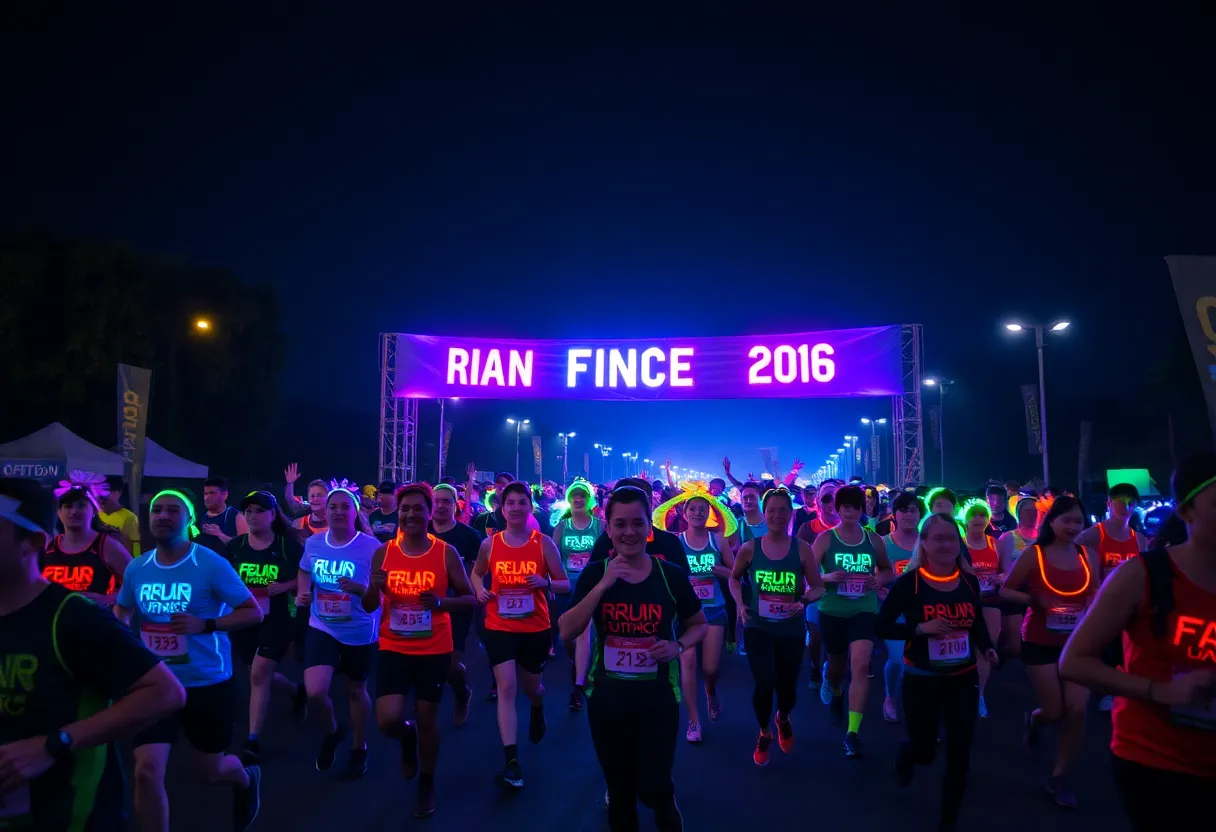 Participants at the Hawk Run with glow accessories
