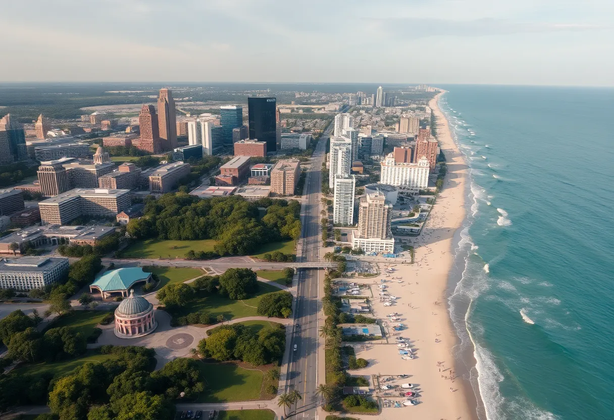 Aerial view of Nashville's parks and Tampa's beaches