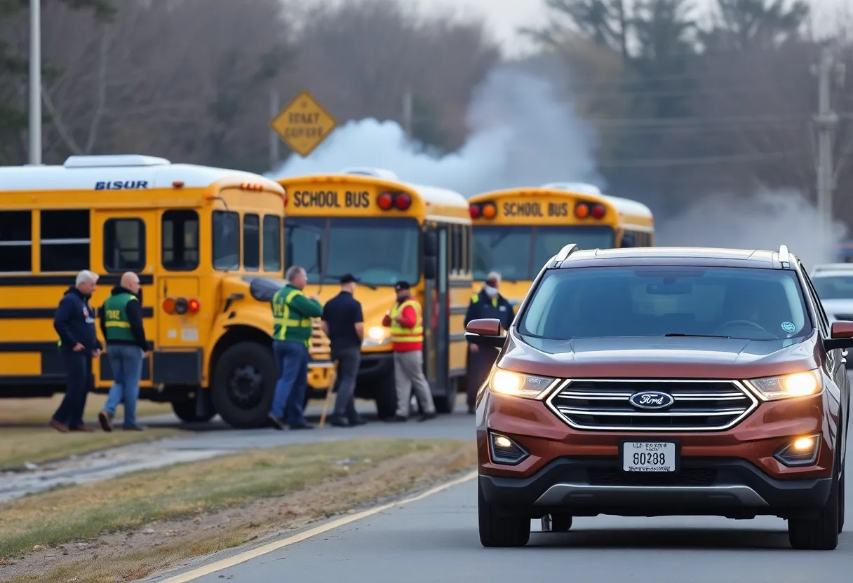 Emergency responders at the scene of a school bus collision in Lakewood Ranch