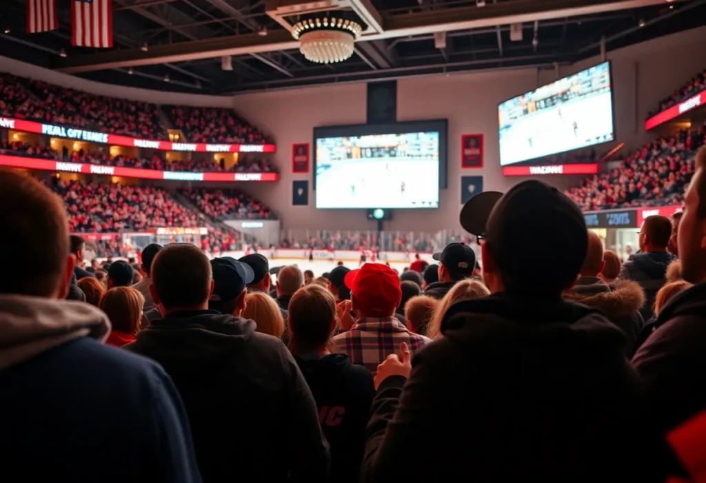 Fans enjoying a Tampa Bay Lightning watch party at an arena
