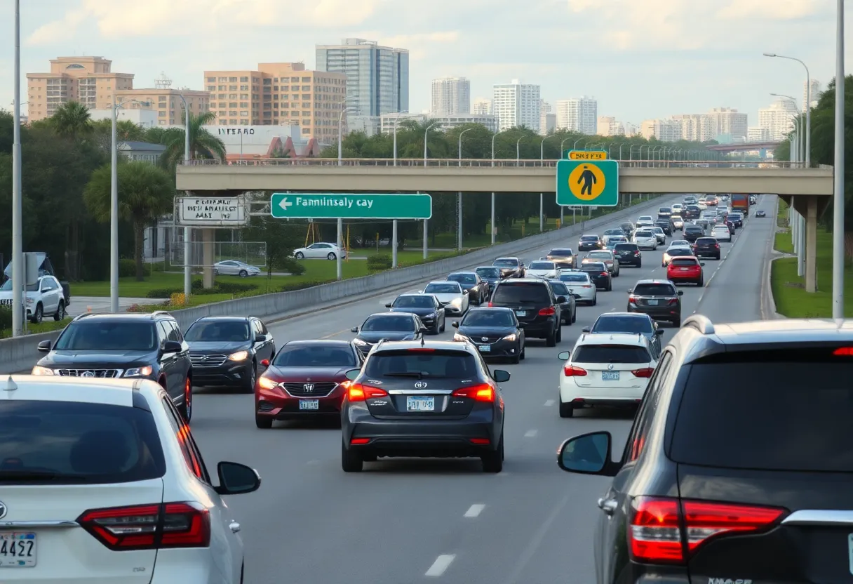 Heavy traffic on a highway in Tampa Bay area