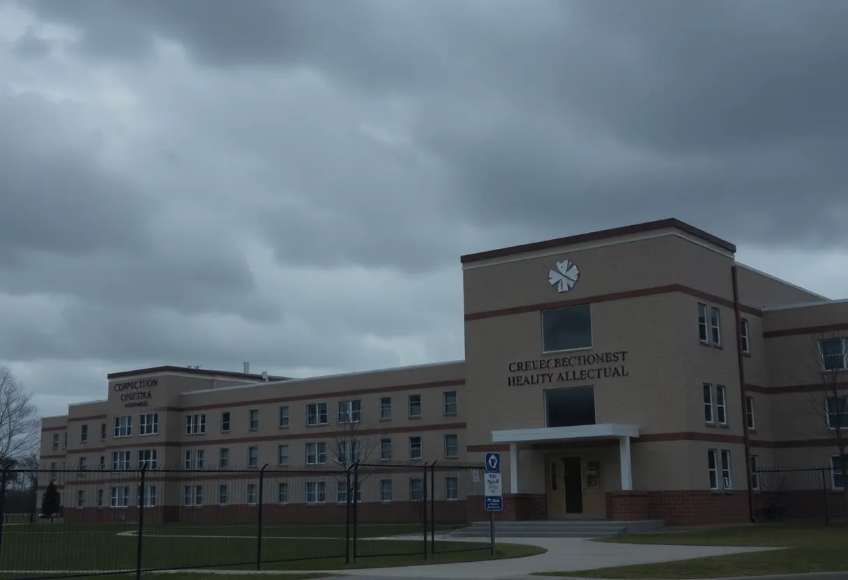 Image depicting a correctional facility highlighting inmate healthcare issues