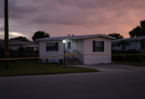 Crime scene in Tampa Florida at a mobile home