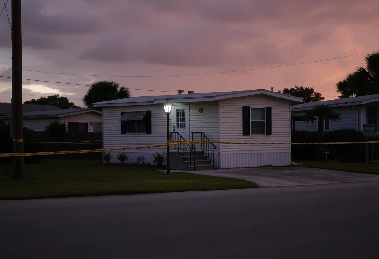 Crime scene in Tampa Florida at a mobile home