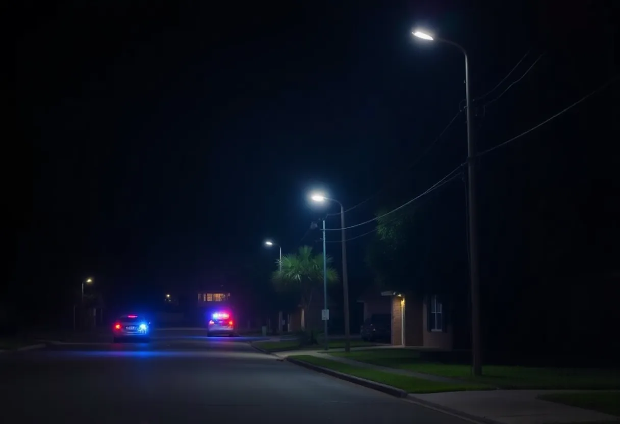 Police investigation scene in Tampa at night