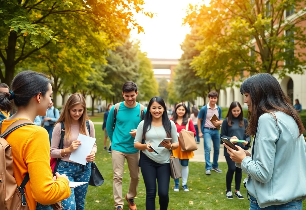 Students engaged in academic activities on the USF campus