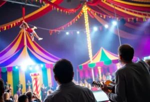 Scene from Water for Elephants musical showing circus acrobatics