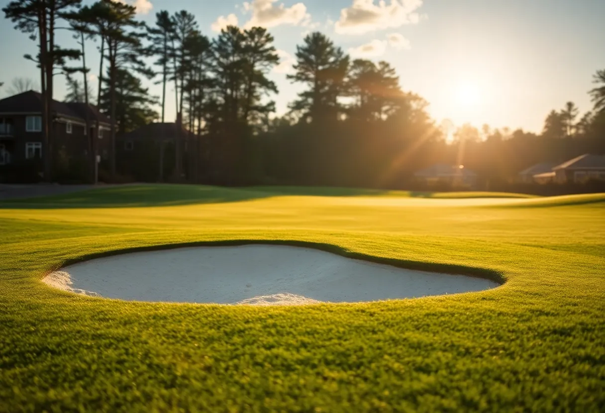 Close-up of a beautiful golf course with lush greens