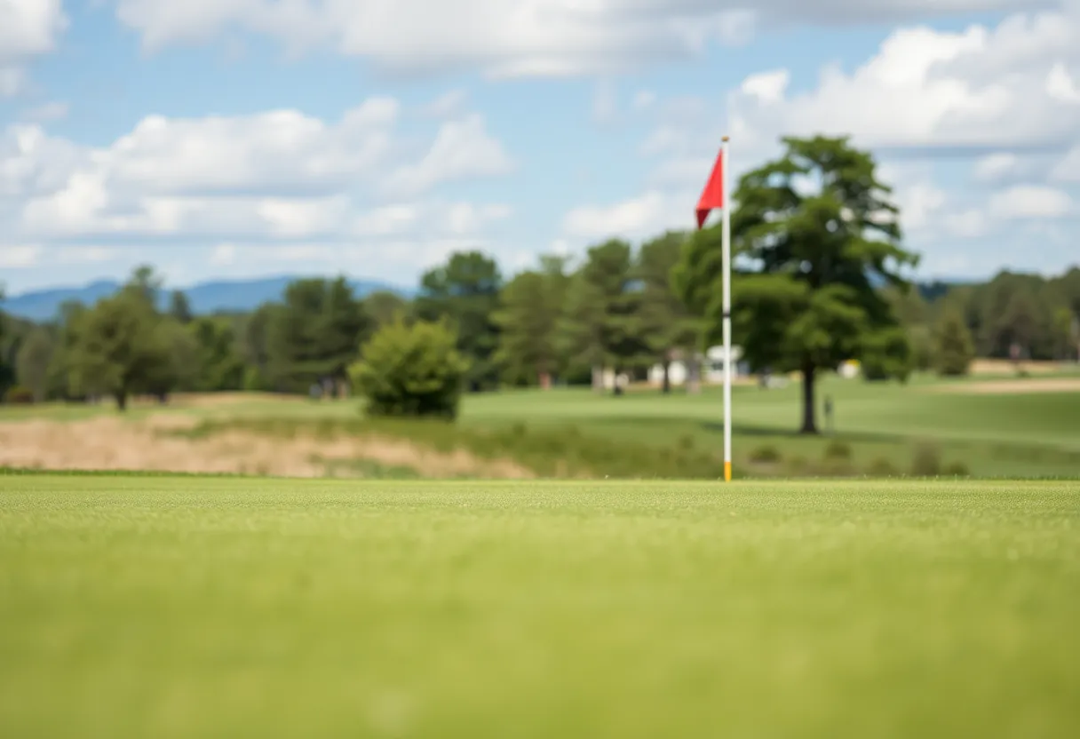 Close up of a beautiful golf course with manicured greens